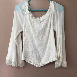 Ashley Stewart Off the Shoulder Bell Sleeve Top